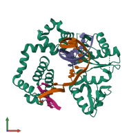 PDB entry 5u8h coloured by chain, front view.