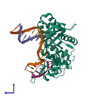 PDB entry 5u8h coloured by chain, side view.
