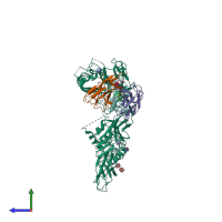 PDB entry 5u8r coloured by chain, side view.