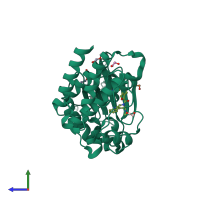 PDB entry 5u9d coloured by chain, side view.