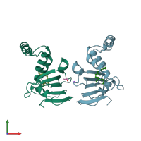PDB entry 5u9j coloured by chain, front view.