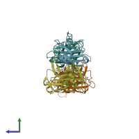 PDB entry 5u9m coloured by chain, side view.