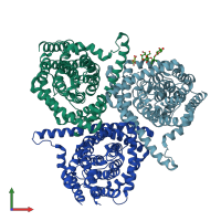 PDB entry 5u9w coloured by chain, front view.