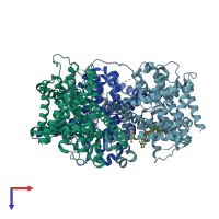 PDB entry 5u9w coloured by chain, top view.