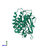 PDB entry 5uab coloured by chain, side view.