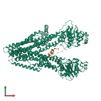 PDB entry 5uak coloured by chain, front view.