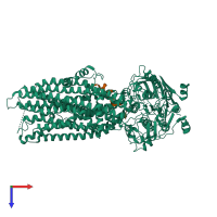 PDB entry 5uak coloured by chain, top view.