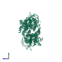 PDB entry 5uar coloured by chain, side view.