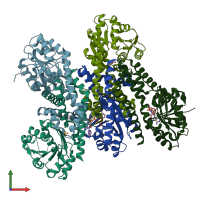 PDB entry 5uat coloured by chain, front view.