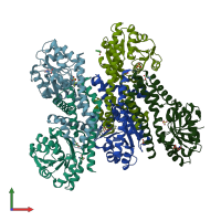 PDB entry 5uau coloured by chain, front view.