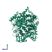 PDB entry 5ubr coloured by chain, side view.