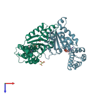 PDB entry 5ubv coloured by chain, top view.