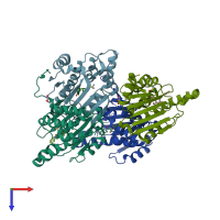 PDB entry 5uc4 coloured by chain, top view.