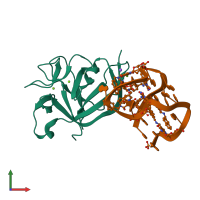 PDB entry 5uc6 coloured by chain, front view.