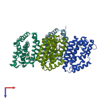 PDB entry 5uc9 coloured by chain, top view.