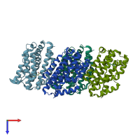 PDB entry 5uca coloured by chain, top view.