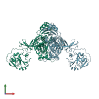 PDB entry 5ucm coloured by chain, front view.