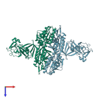 PDB entry 5ucm coloured by chain, top view.