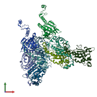 PDB entry 5ucx coloured by chain, front view.