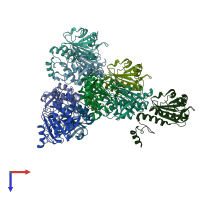PDB entry 5ucx coloured by chain, top view.