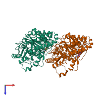 PDB entry 5ucy coloured by chain, top view.
