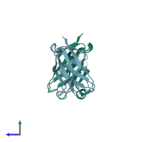 PDB entry 5ud8 coloured by chain, side view.