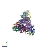 PDB entry 5udc coloured by chain, side view.