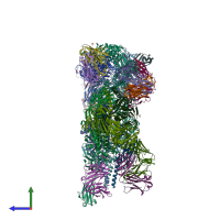 PDB entry 5udd coloured by chain, side view.