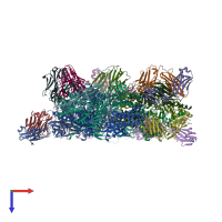 PDB entry 5udd coloured by chain, top view.