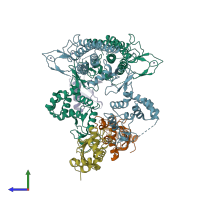 PDB entry 5udh coloured by chain, side view.