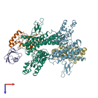 PDB entry 5udh coloured by chain, top view.