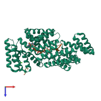 PDB entry 5udi coloured by chain, top view.