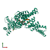 PDB entry 5udj coloured by chain, front view.