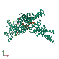 PDB entry 5udk coloured by chain, front view.