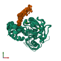 PDB entry 5ue2 coloured by chain, ensemble of 16 models, front view.