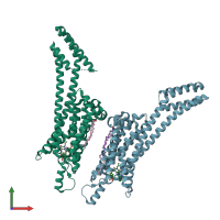 PDB entry 5uen coloured by chain, front view.