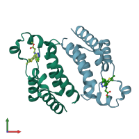 PDB entry 5ueu coloured by chain, front view.