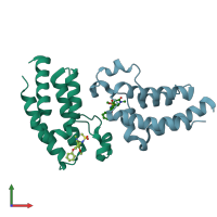 PDB entry 5uew coloured by chain, front view.