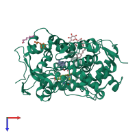 PDB entry 5ufg coloured by chain, top view.