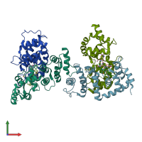 PDB entry 5ufi coloured by chain, front view.