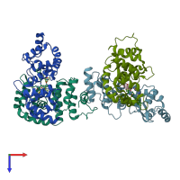 PDB entry 5ufi coloured by chain, top view.