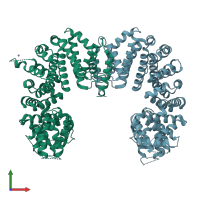 PDB entry 5ufl coloured by chain, front view.