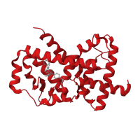 The deposited structure of PDB entry 5ufo contains 1 copy of CATH domain 1.10.565.10 (Retinoid X Receptor) in Nuclear receptor ROR-gamma. Showing 1 copy in chain A.
