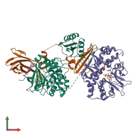 PDB entry 5ufu coloured by chain, front view.
