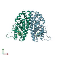 PDB entry 5ufw coloured by chain, front view.