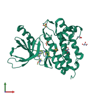 PDB entry 5ug9 coloured by chain, front view.