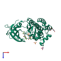 PDB entry 5ug9 coloured by chain, top view.