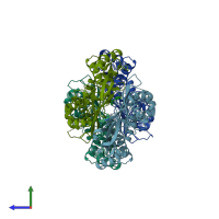 PDB entry 5ugh coloured by chain, side view.