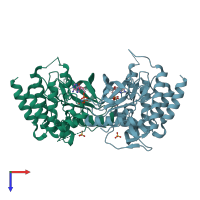 PDB entry 5ugl coloured by chain, top view.