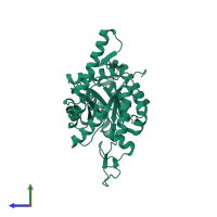 PDB entry 5ugr coloured by chain, side view.